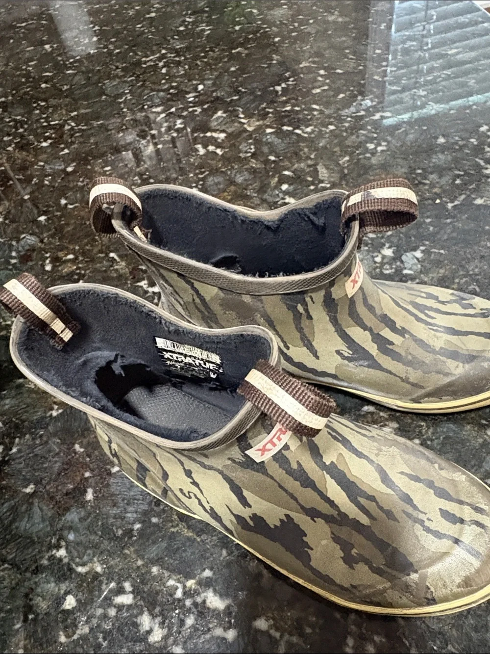 XTRATUF Kids' Green Camo Pull-On Rain Boots